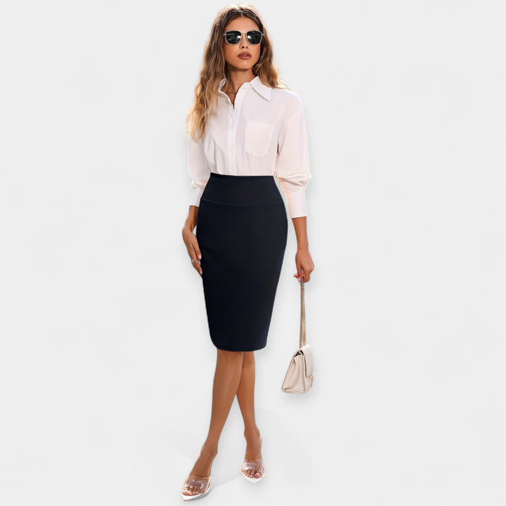 Casual High-Waisted Midi Skirt