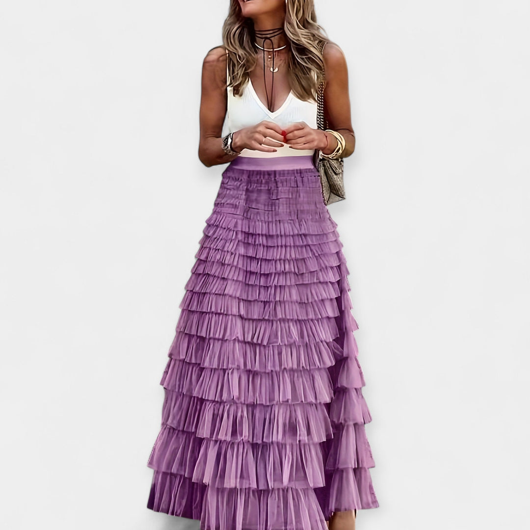 Boho Skirt with Mesh Trim