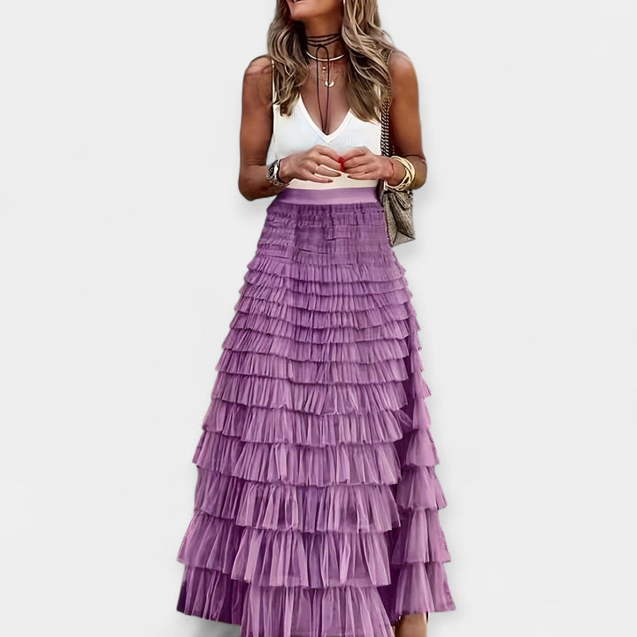 Boho Skirt with Mesh Trim