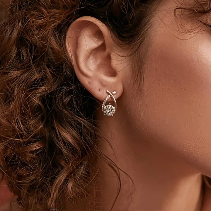 Gold and Zirconia Cross Earrings