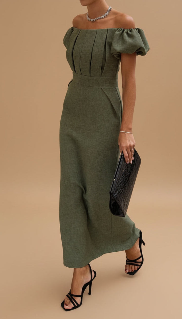 Sinéad | Elegant Midi Dress with Defined Waist and Timeless Evening Style