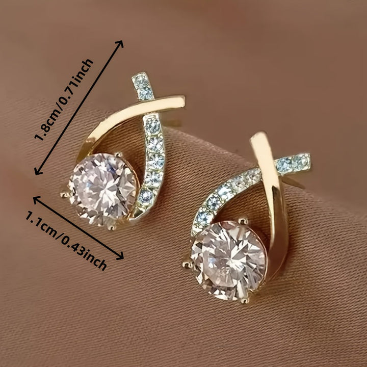 Gold and Zirconia Cross Earrings