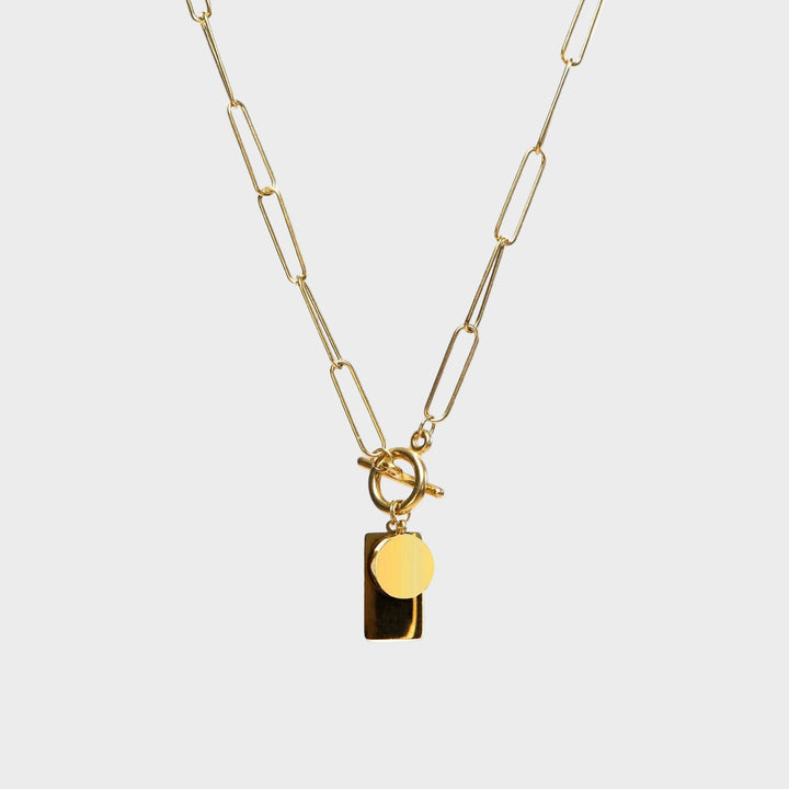 Gold Necklace with Rectangular Clasp
