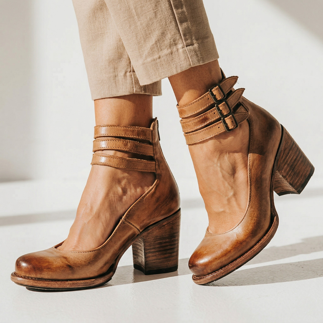Aisling - Comfortable Leather Heeled Shoes