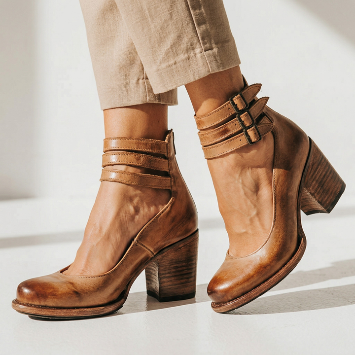 Aisling - Comfortable Leather Heeled Shoes