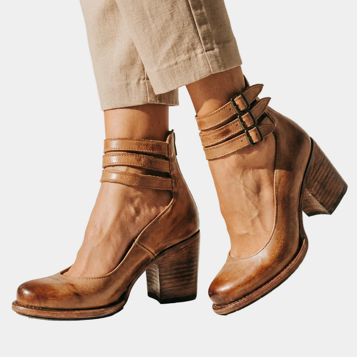 Aisling - Comfortable Leather Heeled Shoes