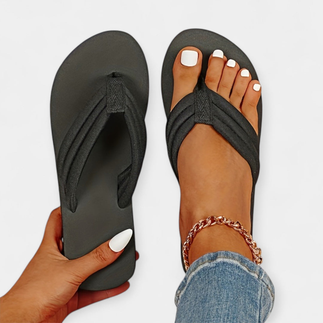 Solid-Color Flip-Flops for the Beach