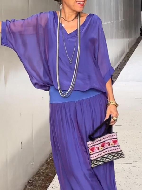 ESTRID – TWO-PIECE SET WITH ELEGANT CHIFFON TROUSERS