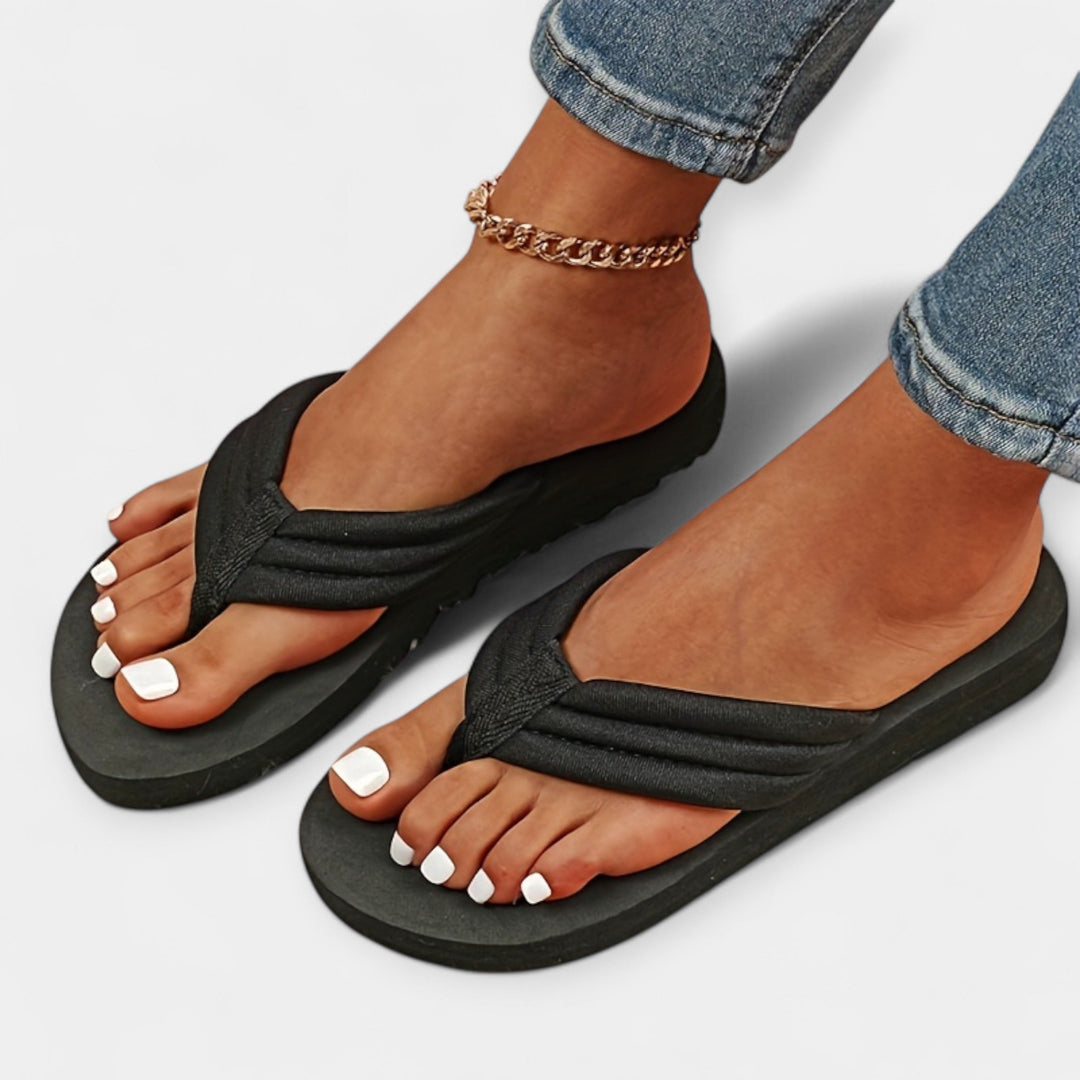 Solid-Color Flip-Flops for the Beach