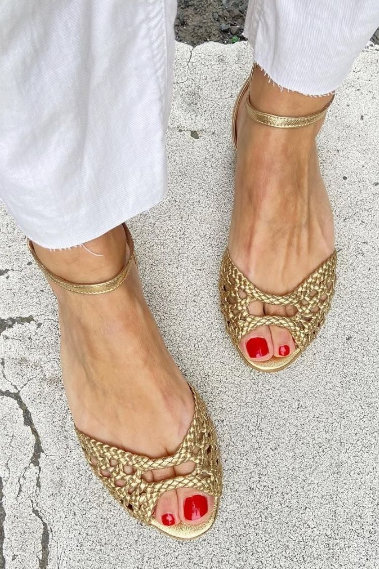 Isolde | Golden Braided Sandals