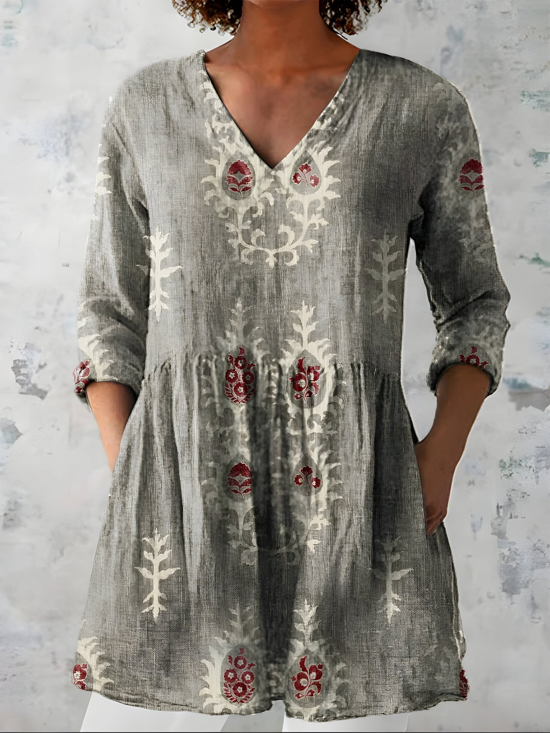 Aoife | Long Blouse with V-Neck