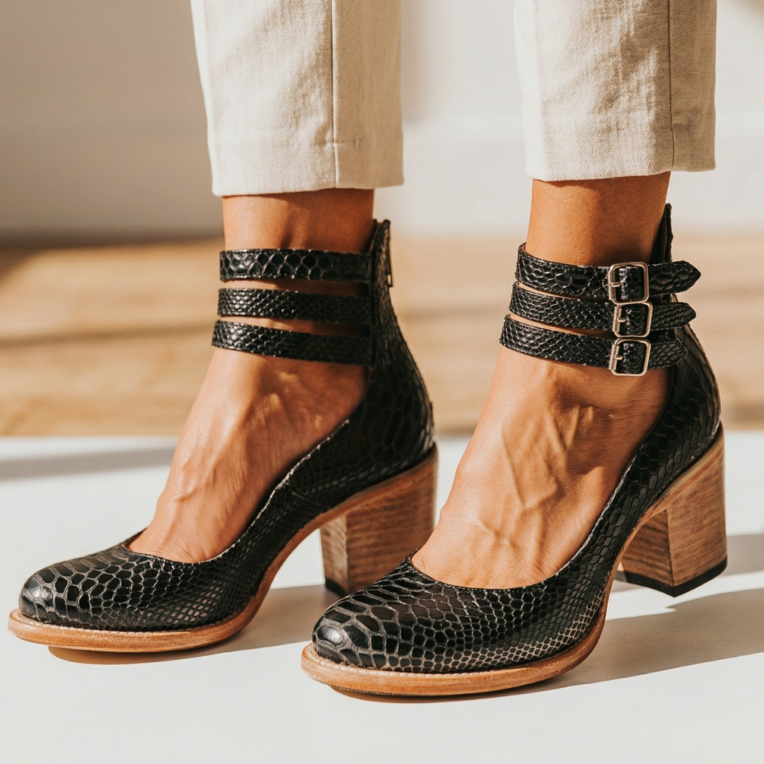 Aisling - Comfortable Leather Heeled Shoes