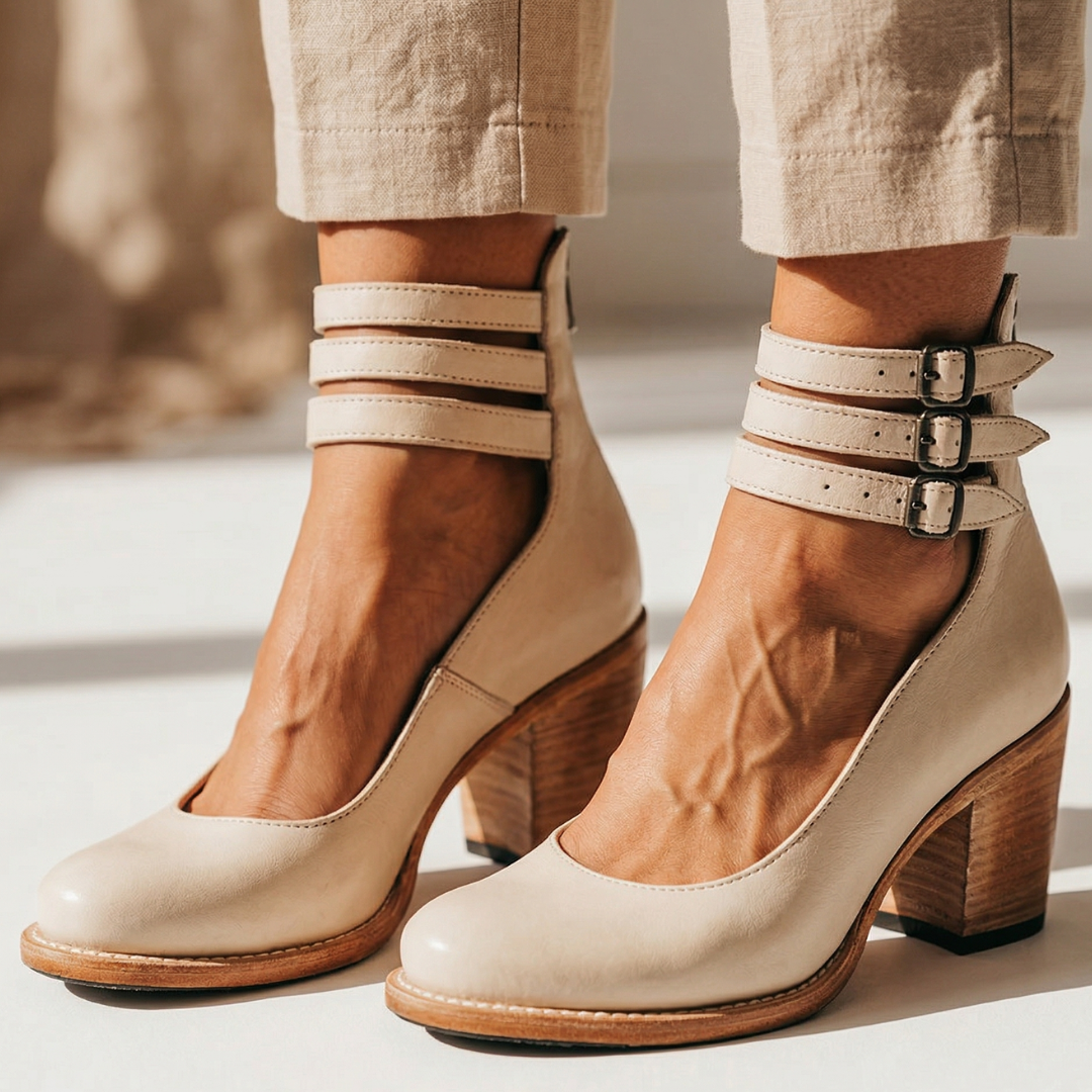Aisling - Comfortable Leather Heeled Shoes