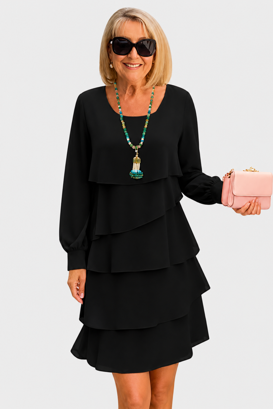 Nuala | Elegant Ruffled Dress with Long Sleeves