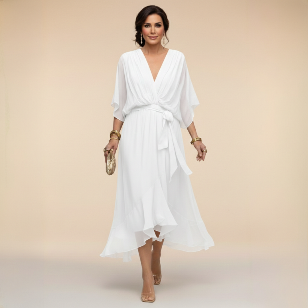 Monika - Chiffon Dress with V-Neck