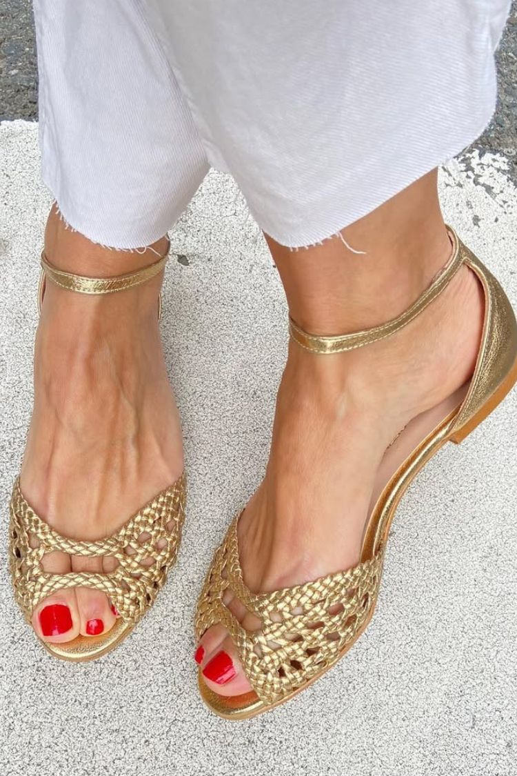 Isolde | Golden Braided Sandals