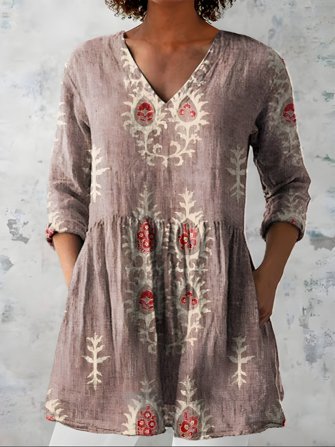 Aoife | Long Blouse with V-Neck