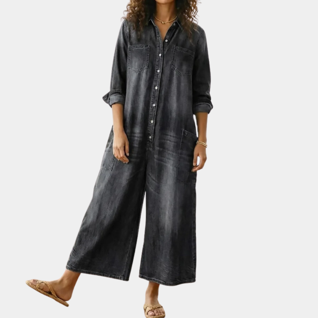 Clodagh™ | Vintage Denim Jumpsuit with Buttons