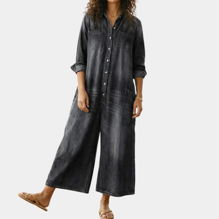 Clodagh™ | Vintage Denim Jumpsuit with Buttons
