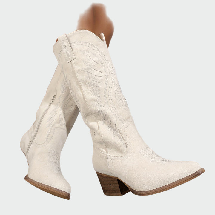 Doireann - Elegant Embroidered Western Booties