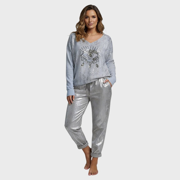 Agnes | Shimmering sweater with eye motif