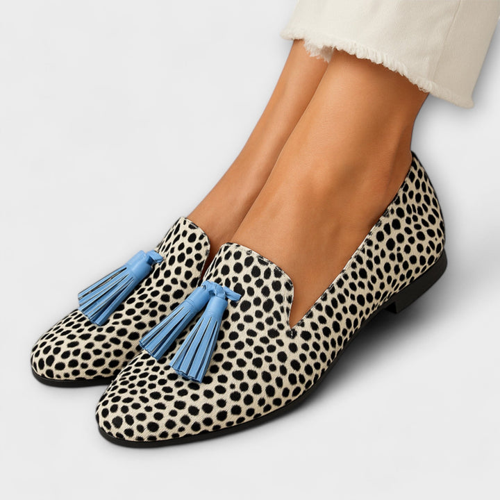 Loafers with Pompoms and Polka Dot Pattern - For Everyday