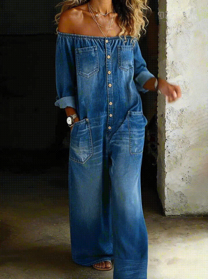 Siobhán™ | Off-Shoulder Denim Jumpsuit