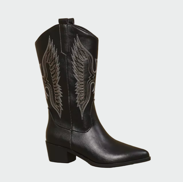 Carla - Cowboy Boots in Black Leather