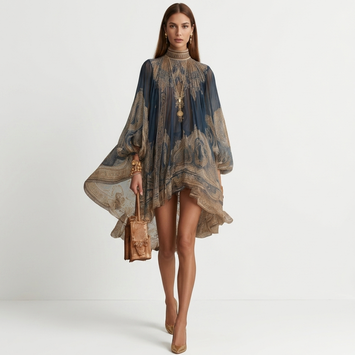 Gráinne – Short Dress with Asymmetric Neckline
