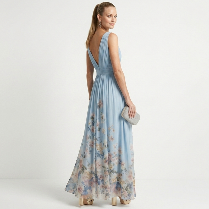 Bláthnaid - Floral Chiffon with V-Neck
