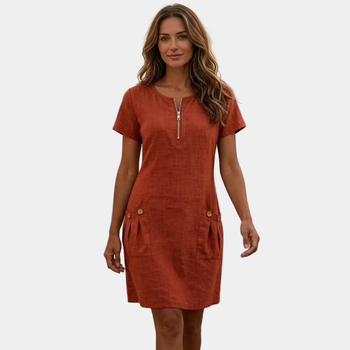 Caoimhe - Short Dress with Zipper and Pockets