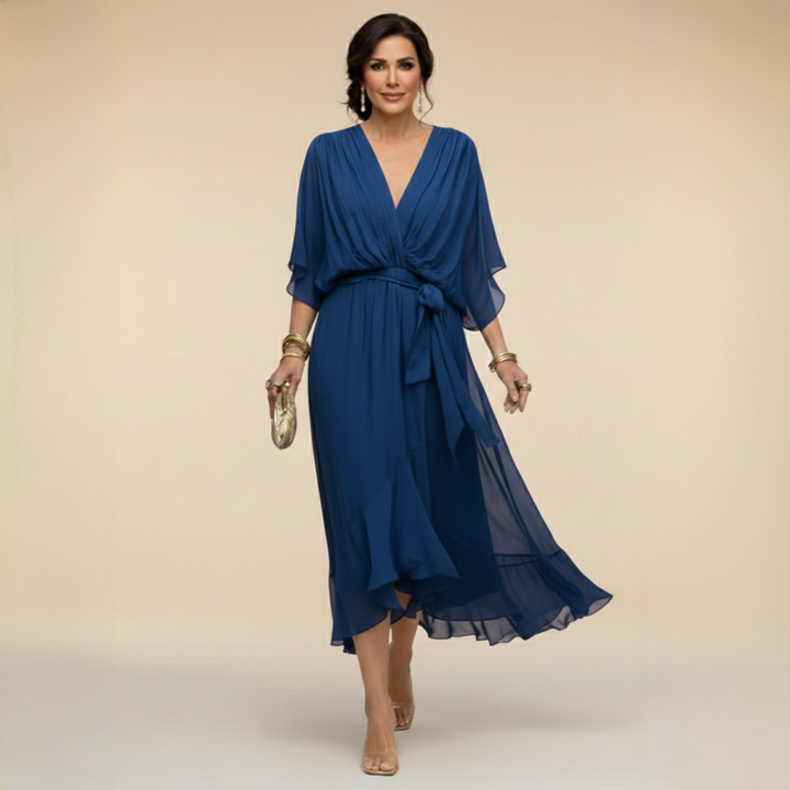 Monika - Chiffon Dress with V-Neck