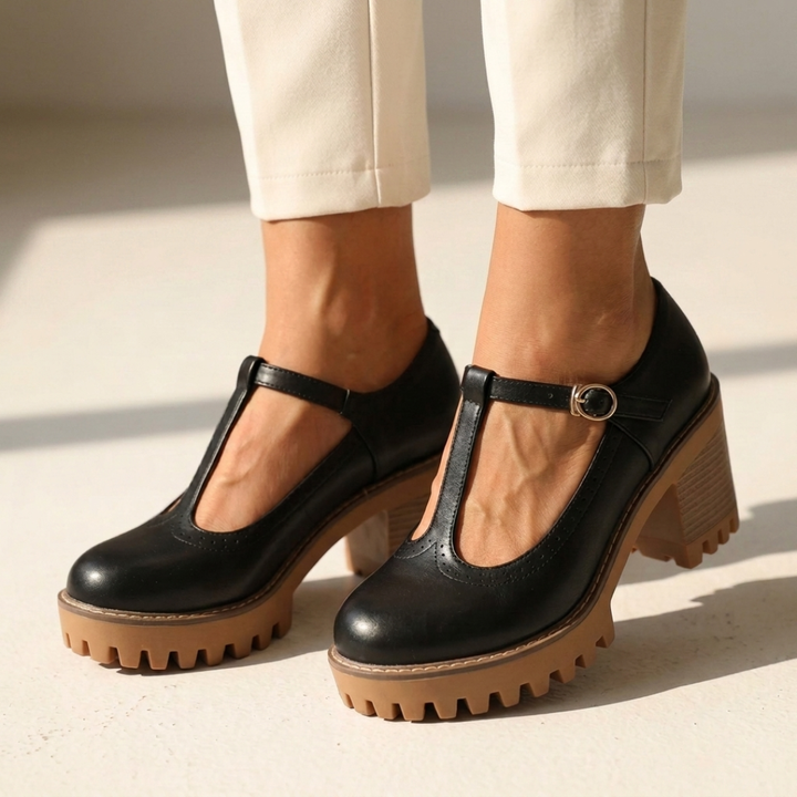 May - Elegant shoes with a heel and T-strap
