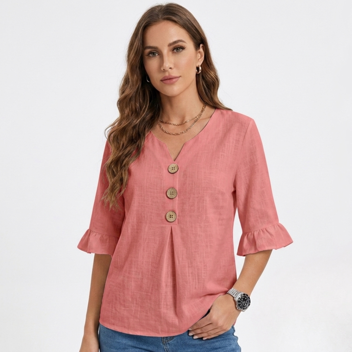 Lotte - Simple Blouse with Buttons