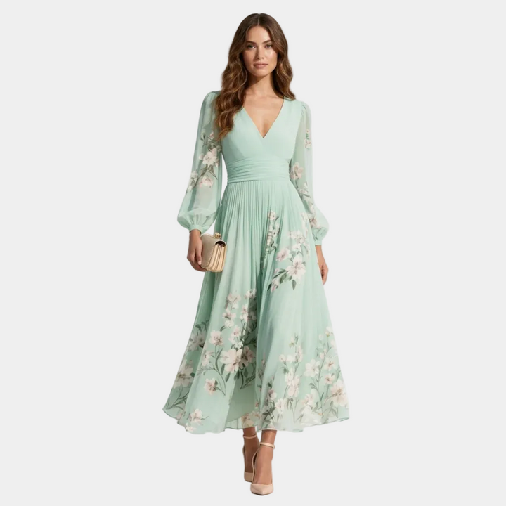 Vilhelmine – Floral Midi Dress with Spring Elegance
