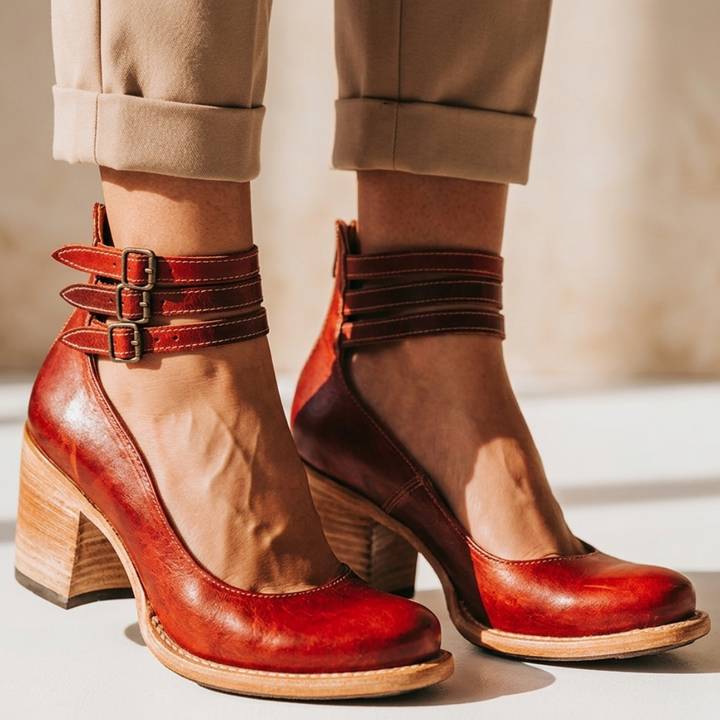 Aisling - Comfortable Leather Heeled Shoes