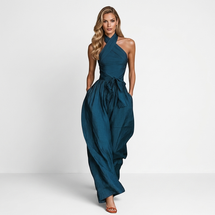 Dina - Jumpsuit with crossover neckline