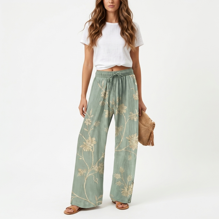 Róisín - High-Waisted Floral Pants