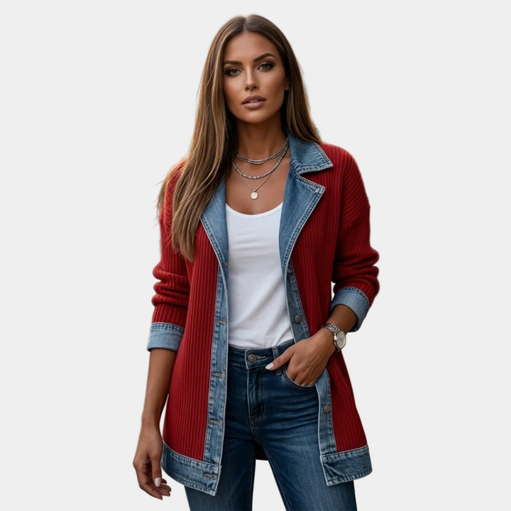 Amalie - Knitted and denim jacket