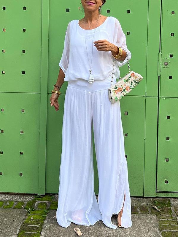 ESTRID – TWO-PIECE SET WITH ELEGANT CHIFFON TROUSERS