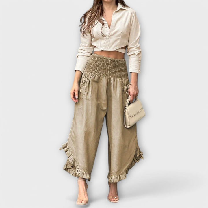 Sofie - Relaxed Linen Trousers with Modern Pleats