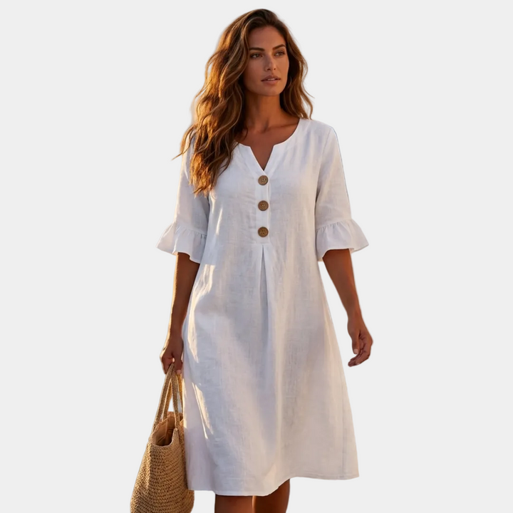 Sinéad - Dress with Puff Sleeves and Buttons