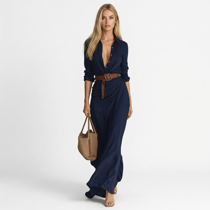 Sadhbh - Long Dress with Deep Neckline