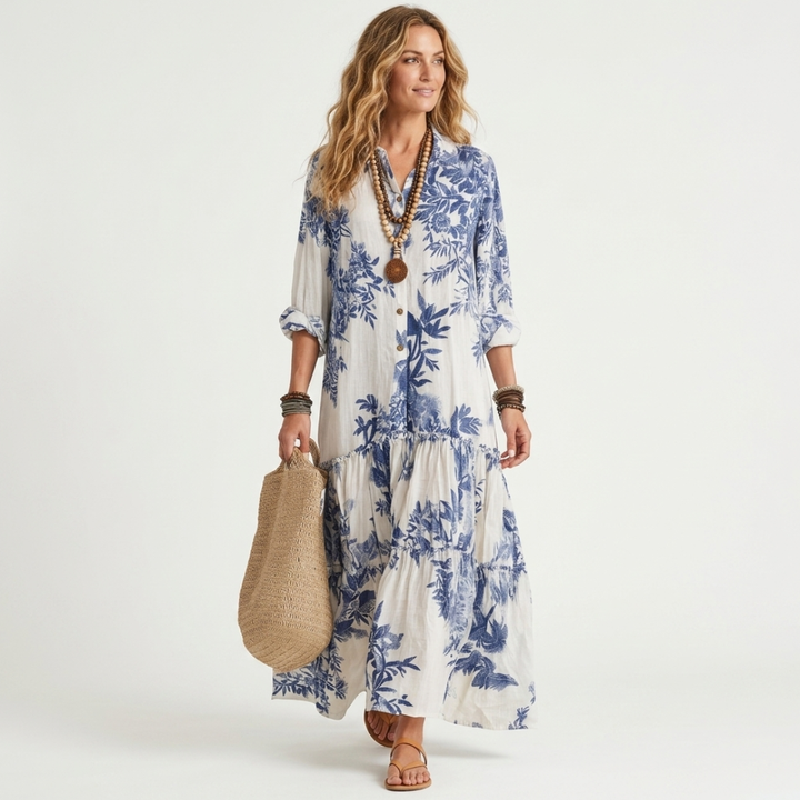 Lærke - Floral Button-Front Maxi Dress