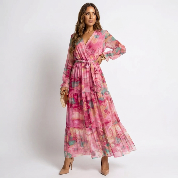 Ciara - Dress with Crossover Design and Floral Pattern
