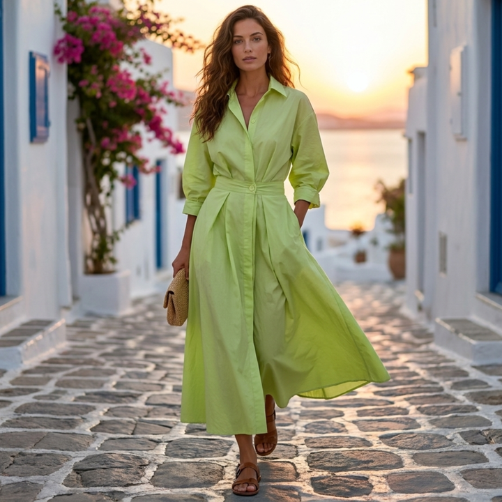Linnea - Elegant Cotton Dress with Collar