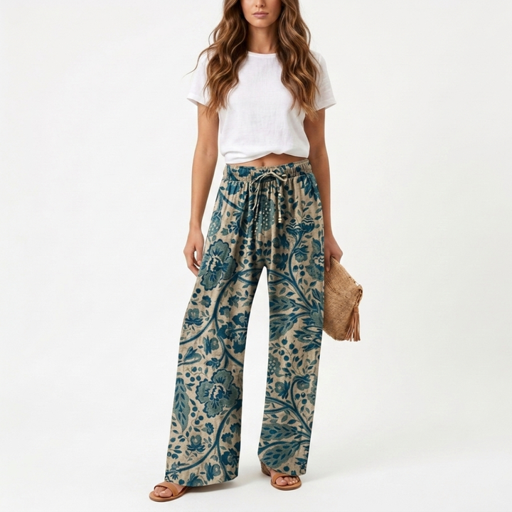 Róisín - High-Waisted Floral Pants