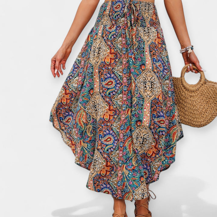 Floral High-Waisted Midi Skirt