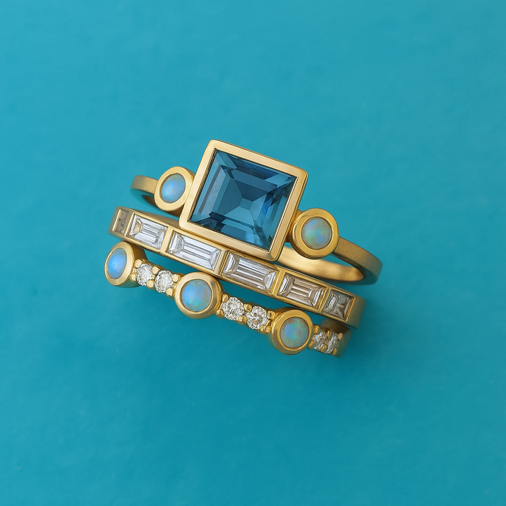 Ciara - Ring Set with Blue Vintage Crystal