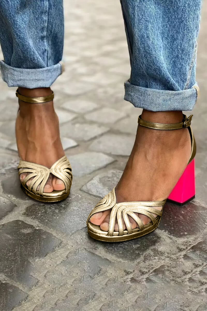Aisling - Two-Tone Sandals with Ankle Strap